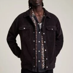 AllSaints Black Castleford Cotton Over Shirt