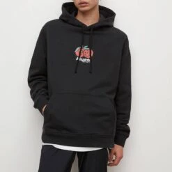 AllSaints Black Mutual Graphic Logo Cotton Hoodie