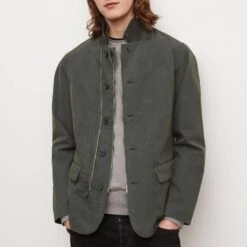AllSaints Charcoal Leahurst Cotton Blend Jacket