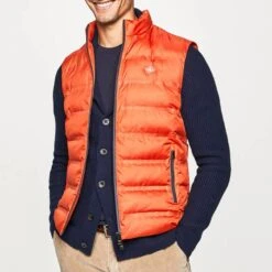 Hackett London Orange Lightweight Quilted Gilet