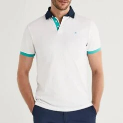Hackett London White Trim Detail Cotton Polo Shirt