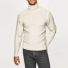 Hackett London Ecru Cashmere Blend Roll Neck Jumper