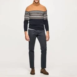 Hackett London Camel Fairisle Pattern Wool Roll Neck Jumper -Schmuddelwedda 18337864 3