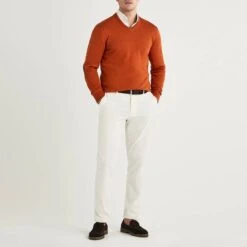 Hackett London Orange V-Neck Cashmere Blend Jumper -Schmuddelwedda 18337880 3