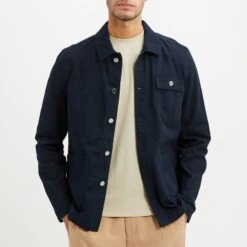 Reiss Navy Connor Cotton Worker Jacket