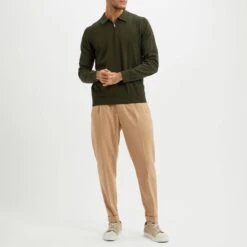 Reiss Khaki Aidan Half Zip Cotton Jumper -Schmuddelwedda 18339618 3