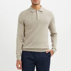 Reiss Stone Trafalgar Merino Wool Blend Polo Shirt
