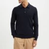 Reiss Navy Trafalgar Merino Wool Blend Polo Shirt