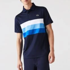Lacoste Navy Striped Polo Shirt