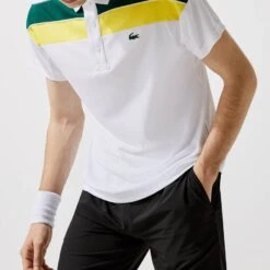 Lacoste White Colour Block Polo Shirt
