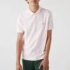 Lacoste Pink Embroidered Cotton Blend Polo Shirt