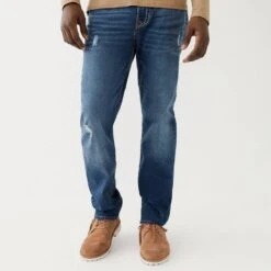 True Religion Mid Blue Geno Tapered Leg Stretch Jeans