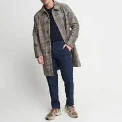 Brown Check Wool Blend Mac