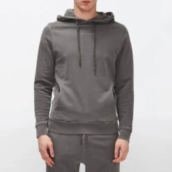 7 For All Mankind Charcoal Regular Fit Cotton Hoodie