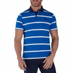 Blue Stripe Logo Polo Shirt