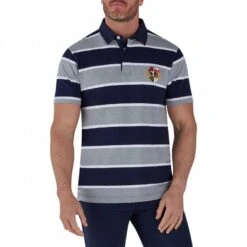 Navy/Grey Two Tone Stripe Polo Shirt