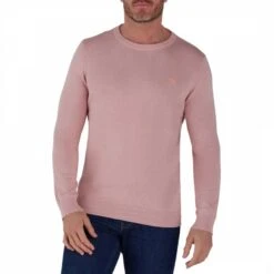 Pink Cotton Crew Neck Jumper