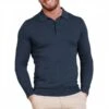 Navy Knitted Cotton Polo Shirt