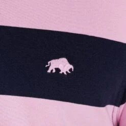 Navy/Pink Striped Logo Polo Shirt -Schmuddelwedda 18383874 4