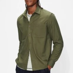 Ted Baker Khaki Lessons Cotton Flannel Shacket