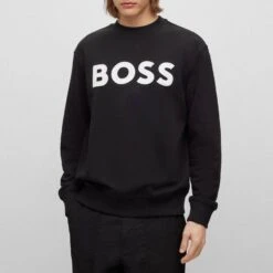 Boss Black Chest Logo Cotton Sweatshirt